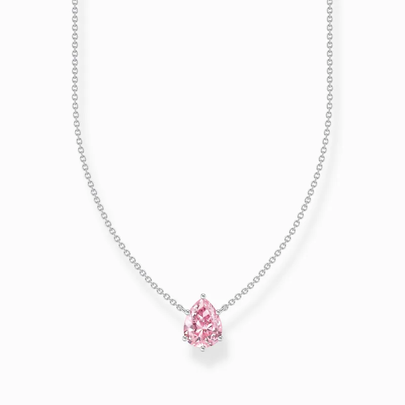 Thomas Sabo Sterling Silver Teardrop Pink Zirconia Necklace sold by C.W. Sellors