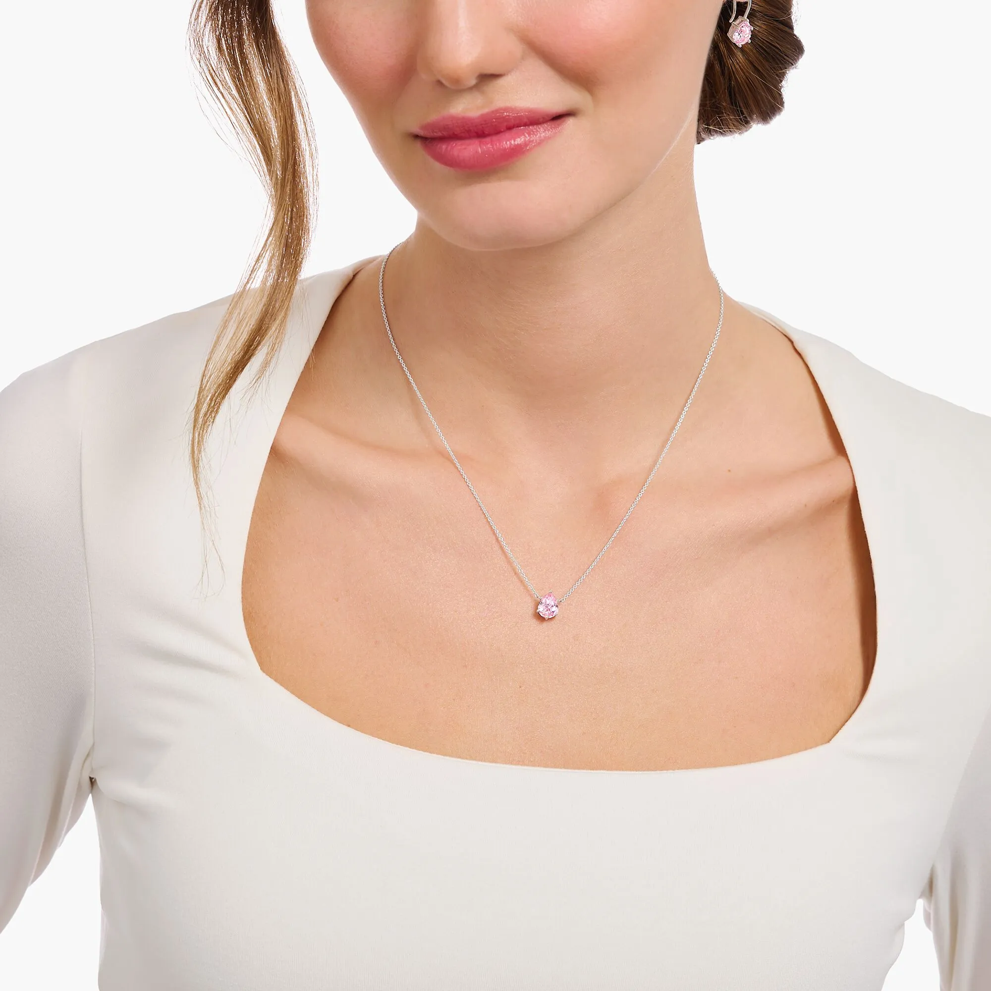 Thomas Sabo Sterling Silver Teardrop Pink Zirconia Necklace sold by C.W. Sellors product image thumbnail 2