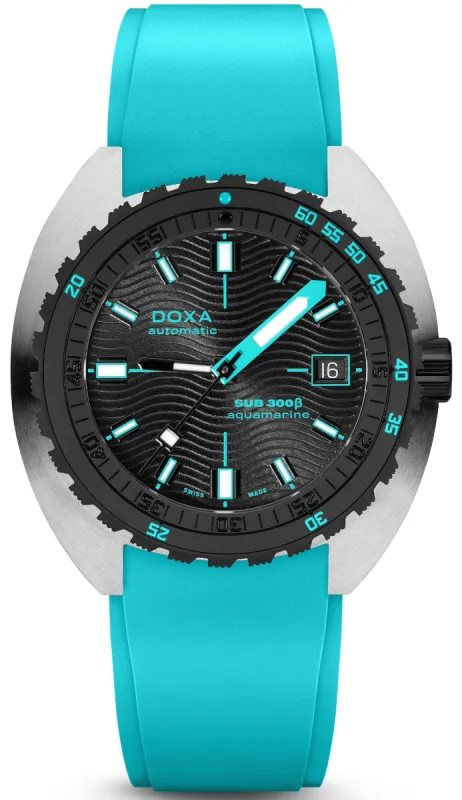 Doxa SUB 300 Beta Ceramic Steel Aquamarine Rubber Turquoise Watch made by C.W. Sellors