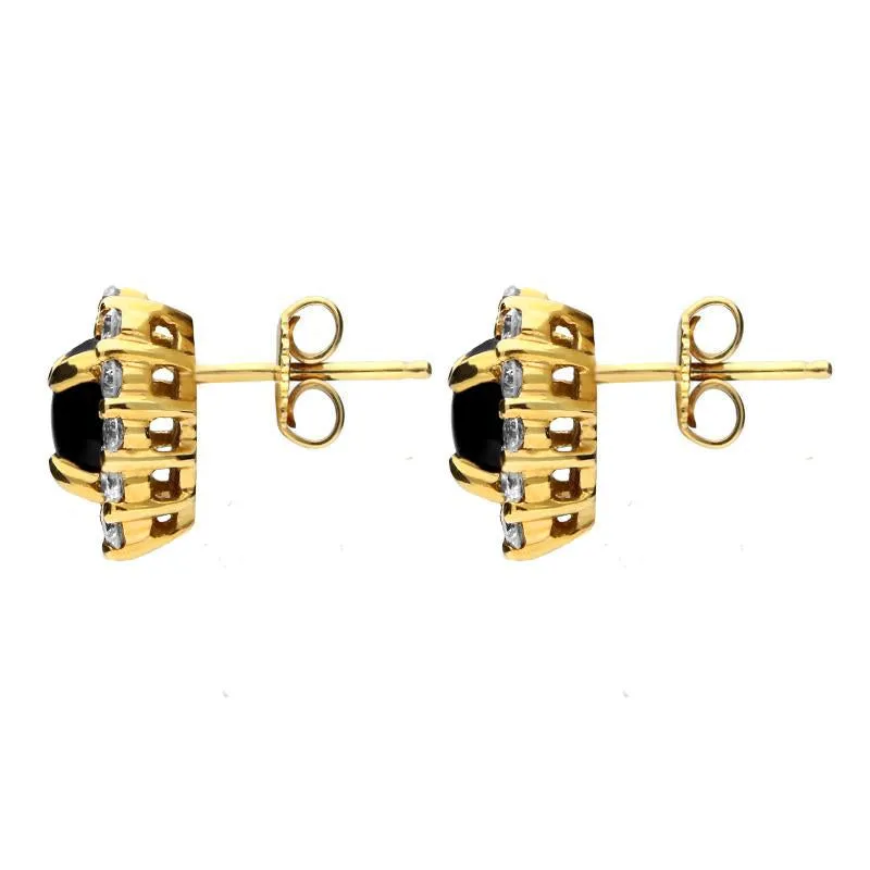 18ct Yellow Gold Whitby Jet 0.23ct Diamond Oval Earrings D sold by C.W. Sellors product image thumbnail 2