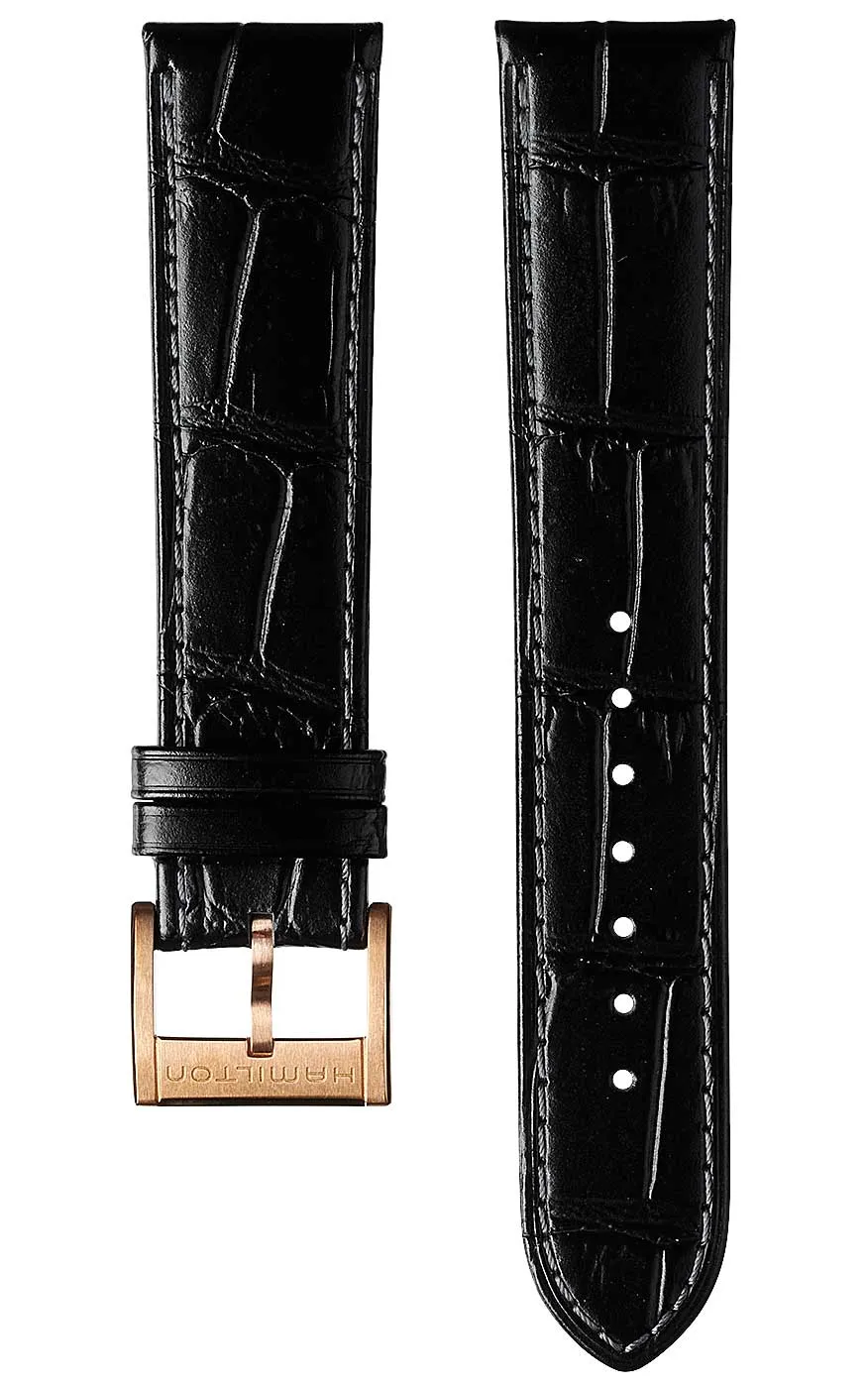 Hamilton Strap Jazzmaster Aligator Leather Black sold by C.W. Sellors
