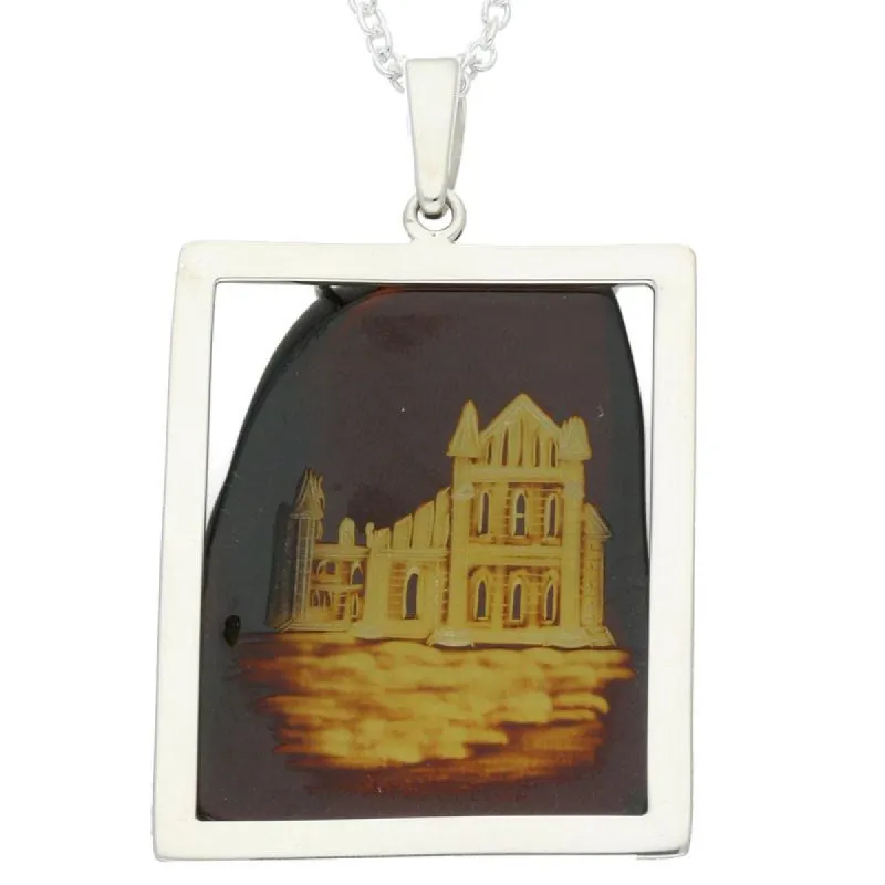 Carved Organic Sterling Silver Amber Abbey Pendant D sold by C.W. Sellors