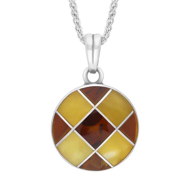 Sterling Silver Amber Round Necklace D sold by C.W. Sellors