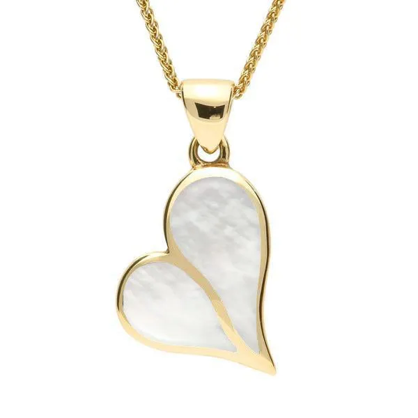 9ct Yellow Gold Mother of Pearl Heart Necklace sold by C.W. Sellors
