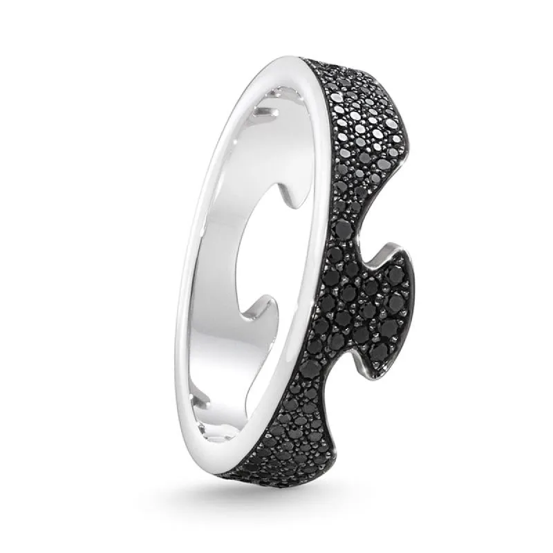 Georg Jensen Fusion 18ct White Gold Black Diamond End Ring D sold by C.W. Sellors