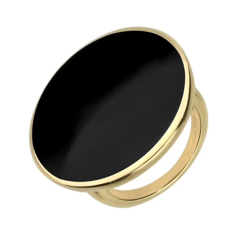 9ct Yellow Gold Whitby Jet Round Ring sold by C.W. Sellors