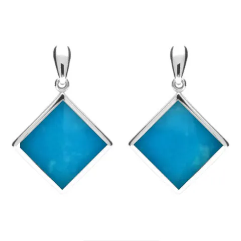 Sterling Silver Turquoise Rhombus Drop Earrings sold by C.W. Sellors