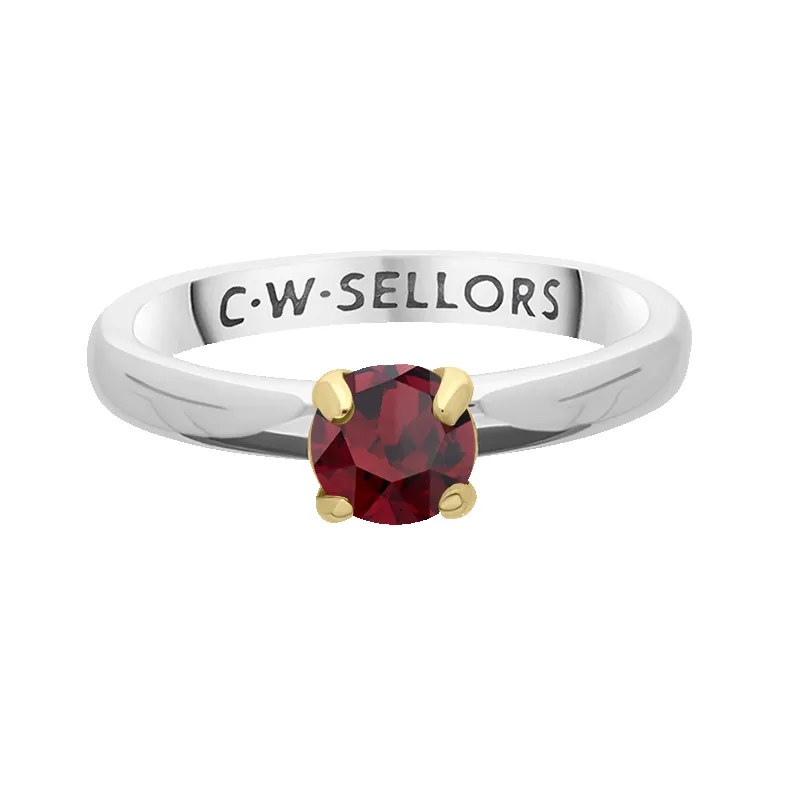 9ct Yellow Gold Sterling Silver Garnet Stepping Stones 5mm Round Claw Set Ring sold by C.W. Sellors product image thumbnail 2