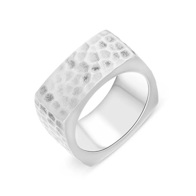 Hot Diamonds Sterling Silver Square Mottled Ring D sold by C.W. Sellors