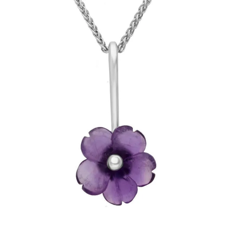 Sterling Silver Amethyst Tuberose 15mm Gypsophila Necklace sold by C.W. Sellors