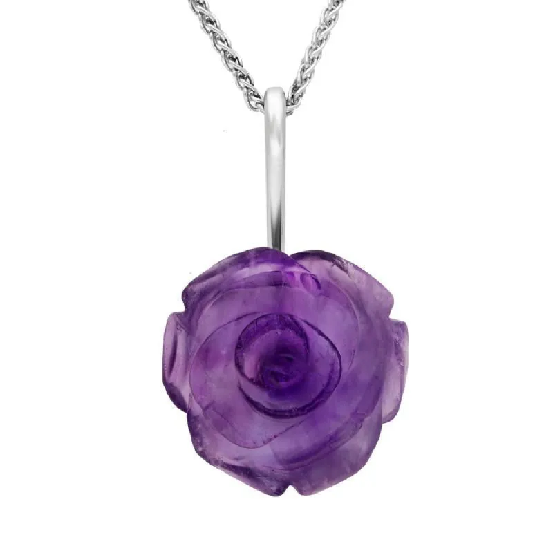 Sterling Silver Amethyst Tuberose 20mm Rose Necklace sold by C.W. Sellors
