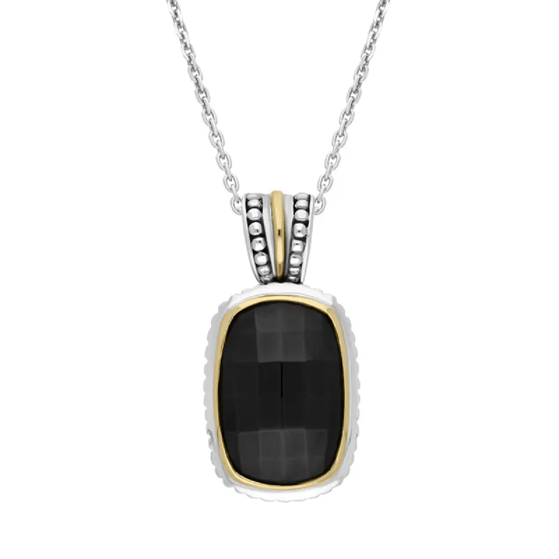 Sterling Silver Whitby Jet Faceted Oblong Necklace D sold by C.W. Sellors