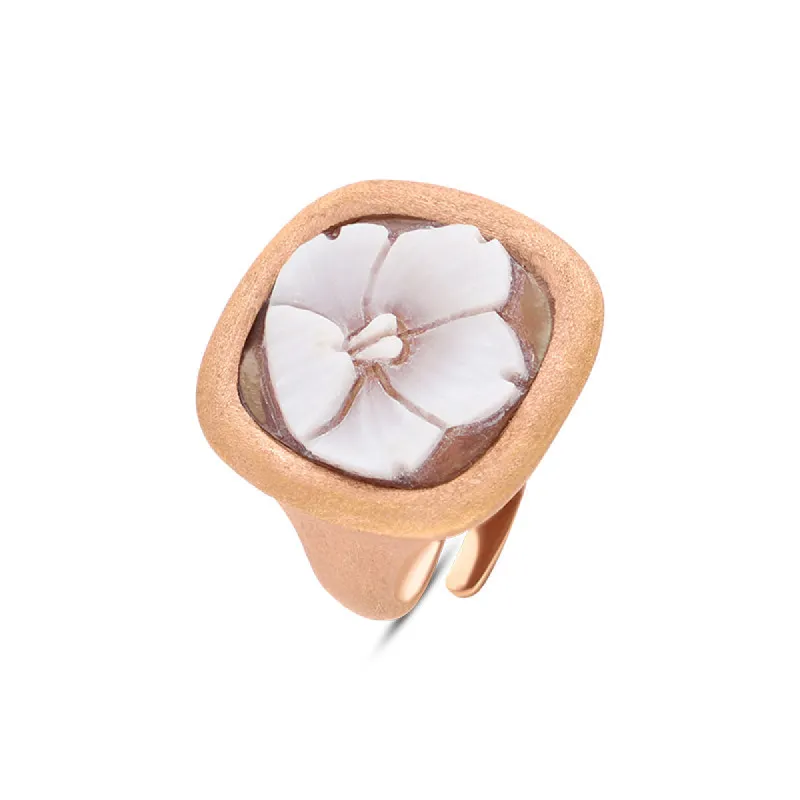 Cameo Italy Rose Gold Plated Sterling Silver Square Curled Flower Ring D sold by C.W. Sellors