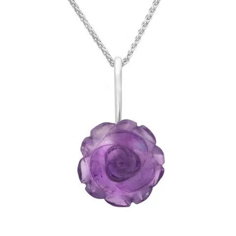 Sterling Silver Amethyst Tuberose 18mm Rose Necklace sold by C.W. Sellors
