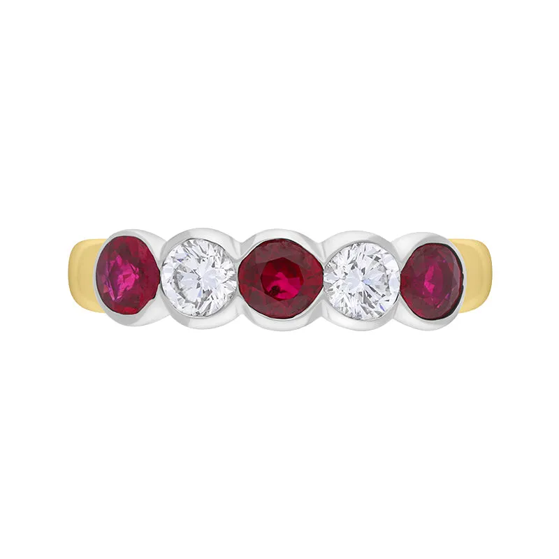 18ct Yellow and White Gold Ruby Diamond Rubover Set Eternity Ring sold by C.W. Sellors product image thumbnail 3