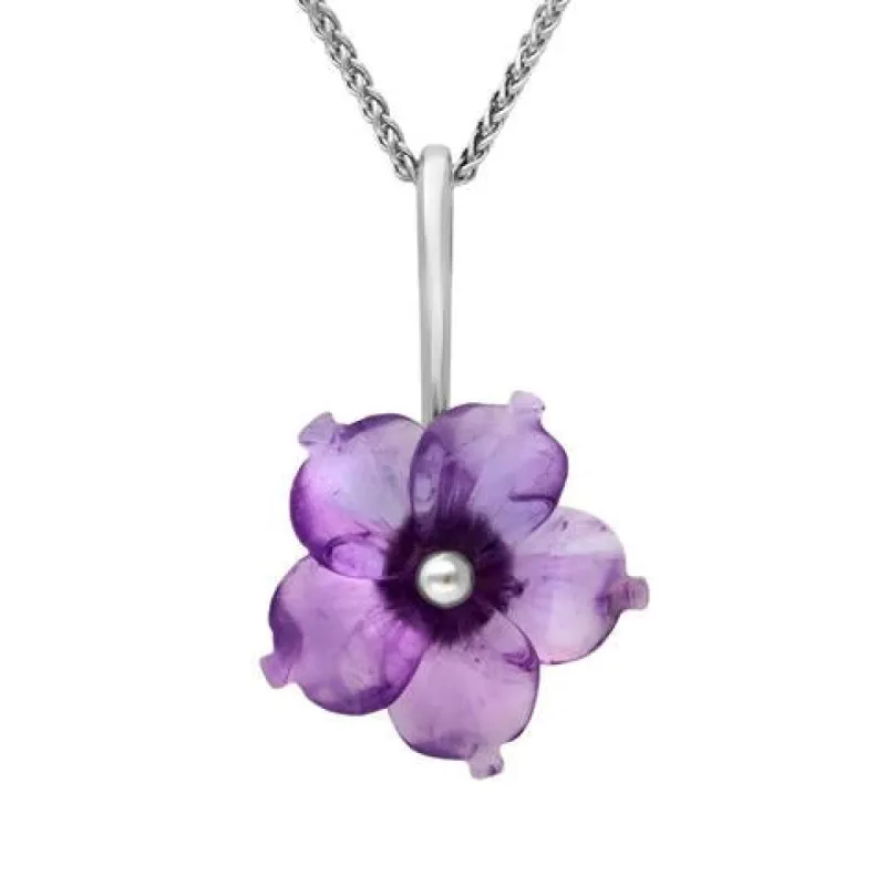 Sterling Silver Amethyst Tuberose 20mm Carnation Necklace sold by C.W. Sellors