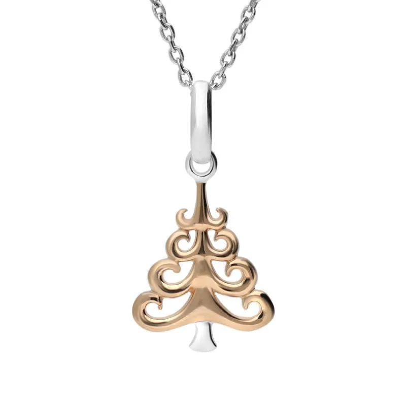 Rose Gold Sterling Silver Plated Christmas Tree Necklace sold by C.W. Sellors