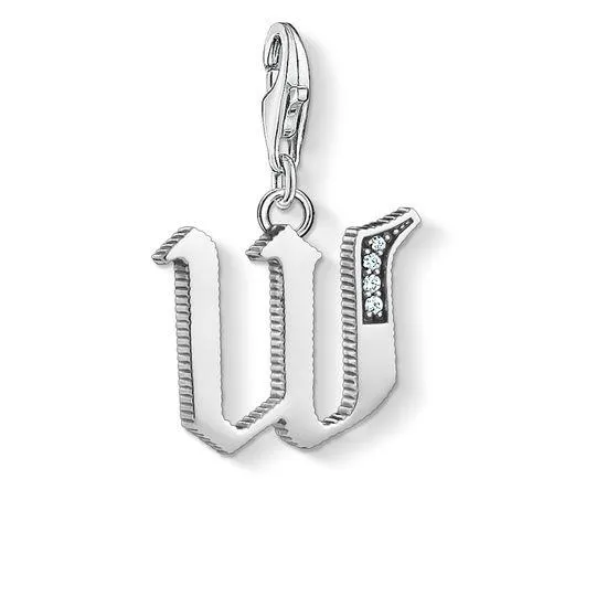 Thomas Sabo Charm Club Sterling Silver White Zirconia Letter W Charm D sold by C.W. Sellors