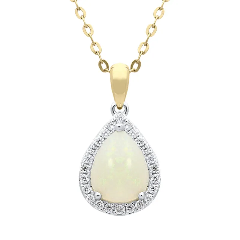 18ct Yellow Gold 0.88ct Opal Diamond Pear Cluster Necklace D sold by C.W. Sellors