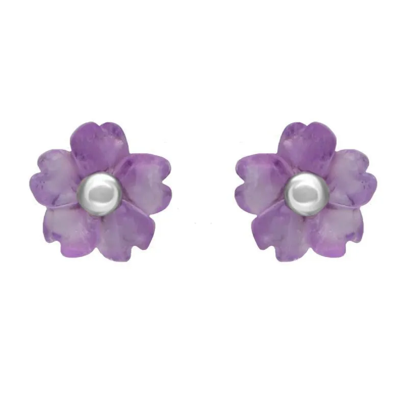 Sterling Silver Amethyst Tuberose 6mm Gypsophila Stud Earrings sold by C.W. Sellors