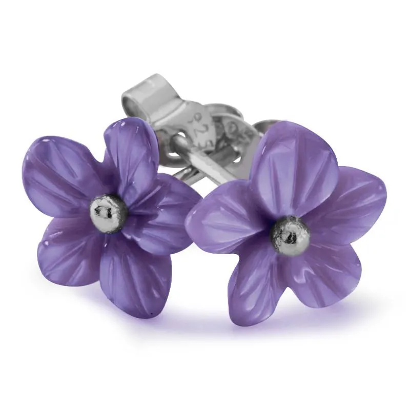 Sterling Silver Amethyst Tuberose 10mm Pansy Stud Earrings sold by C.W. Sellors