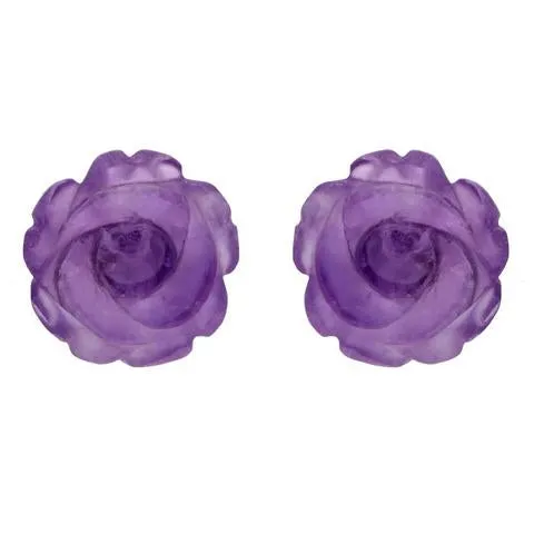 Sterling Silver Amethyst Tuberose 10mm Rose Stud Earrings sold by C.W. Sellors