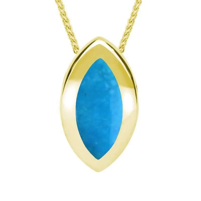 9ct Yellow Gold Turquoise Framed Marquise Necklace sold by C.W. Sellors