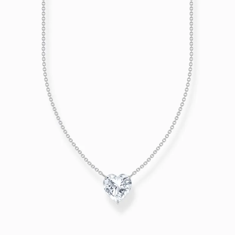 Thomas Sabo Sterling Silver Heart White Zirconia Necklace sold by C.W. Sellors