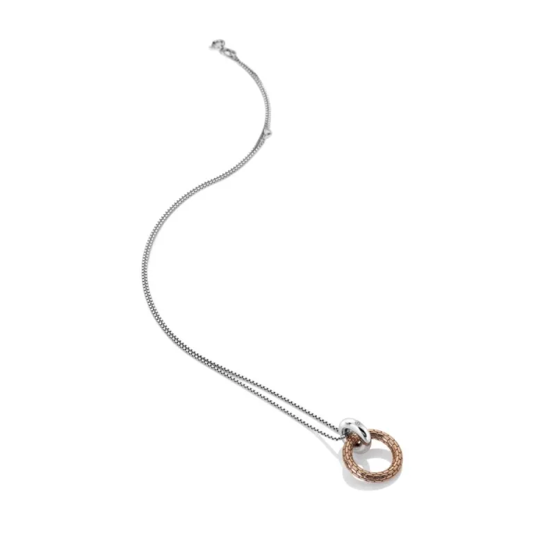 Hot Diamonds Woven Circle Rose Gold Plate and Sterling Silver Necklace D sold by C.W. Sellors