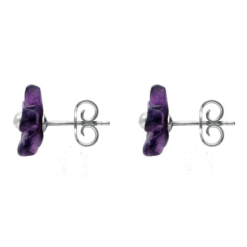 Sterling Silver Amethyst Tuberose 8mm Pansy Stud Earrings sold by C.W. Sellors product image thumbnail 2
