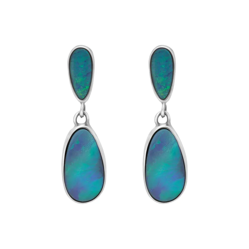 Sterling Silver Abstract Opal Doublet Drop Earrings D sold by C.W. Sellors