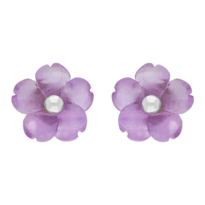 Sterling Silver Amethyst Tuberose 8mm Gypsophilia Stud Earrings sold by C.W. Sellors