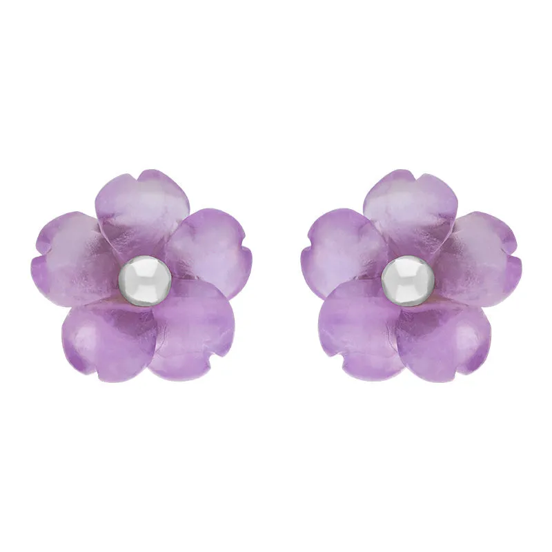 Sterling Silver Amethyst Tuberose 8mm Gypsophilia Stud Earrings sold by C.W. Sellors