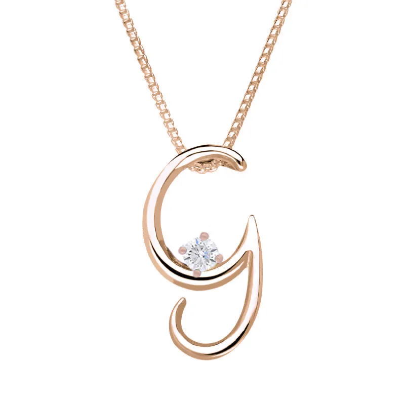 Love Letters 18ct Rose Gold 0.10ct Diamond Initial G Necklace sold by C.W. Sellors
