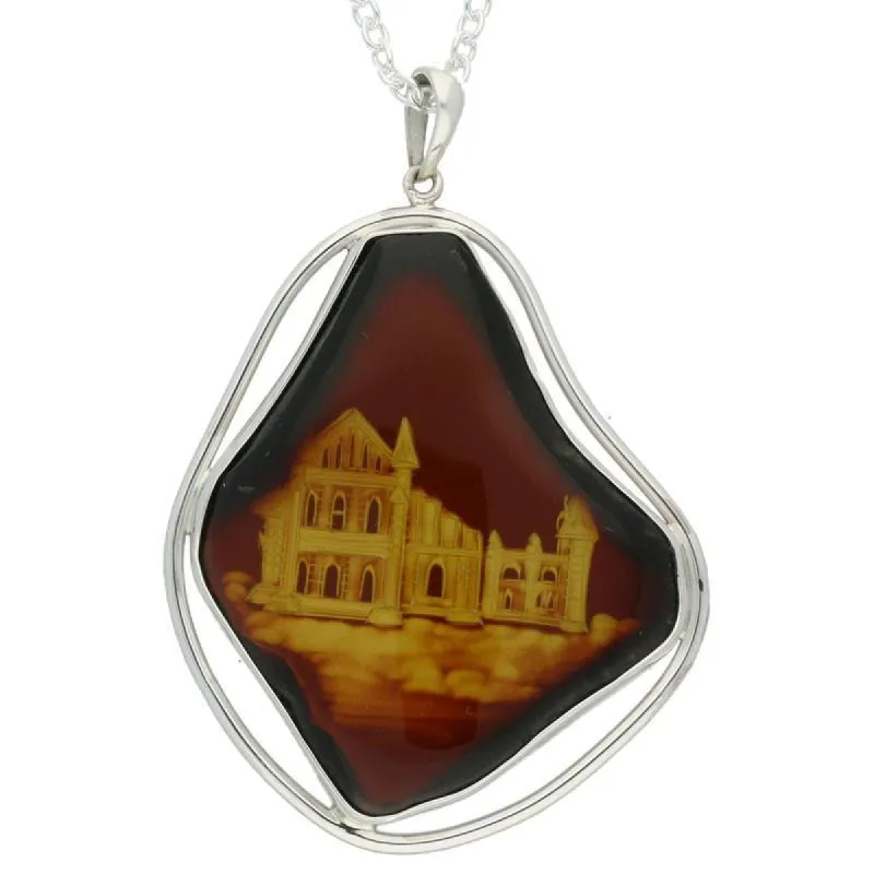 Carved Organic Sterling Silver Amber Abbey Pendant D sold by C.W. Sellors