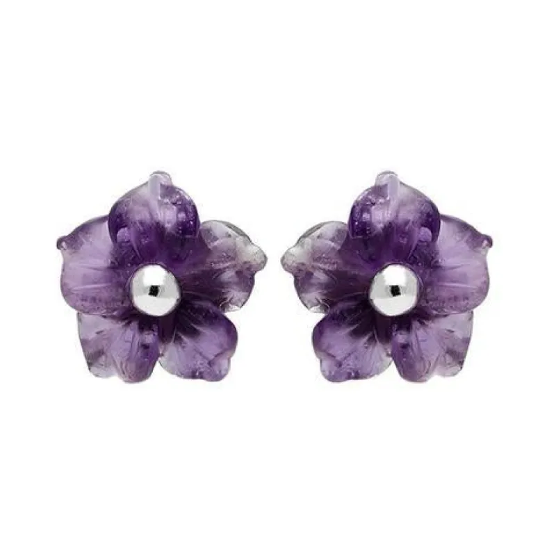 Sterling Silver Amethyst Tuberose 8mm Carnation Stud Earrings sold by C.W. Sellors