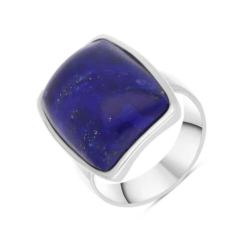 Sterling Silver Lapis Lazuli Chunky Oblong Ring D sold by C.W. Sellors