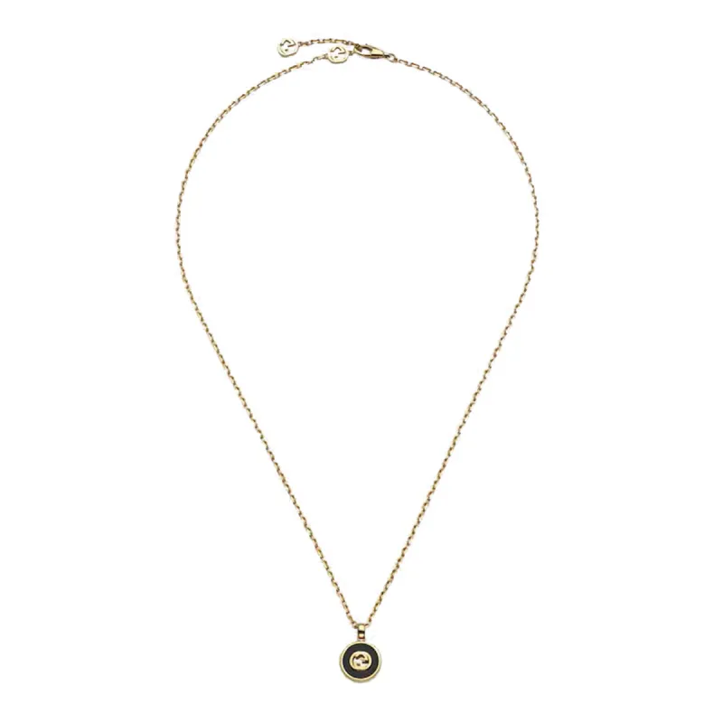 Gucci Interlocking 18ct Yellow Gold Black Onyx Necklace sold by C.W. Sellors
