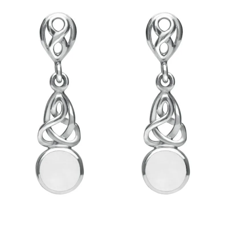 Sterling Silver Bauxite Round Celtic Dropper Earrings sold by C.W. Sellors