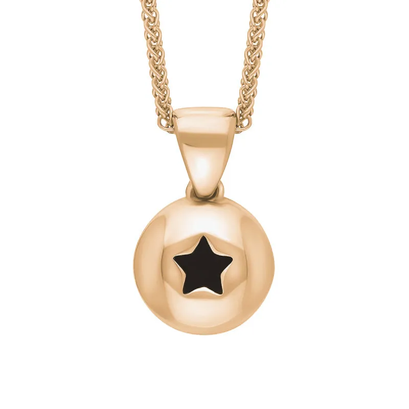 9ct Rose Gold Whitby Jet Star Disc Necklace sold by C.W. Sellors