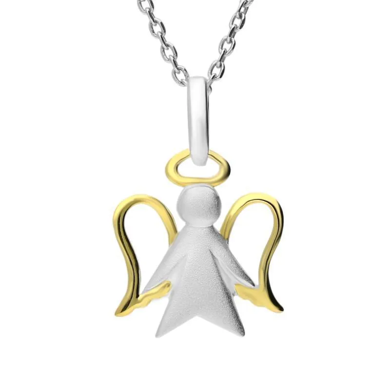 Sterling Silver Yellow Gold Plated Angel Necklace sold by C.W. Sellors
