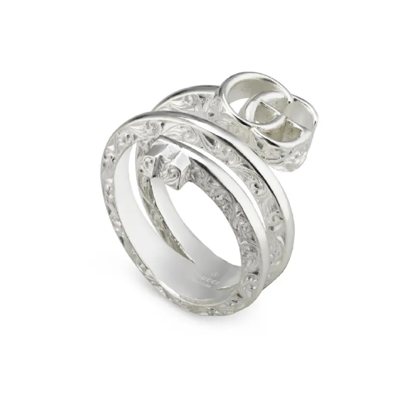 Gucci GG Marmont Sterling Silver Key Double Band Ring sold by C.W. Sellors
