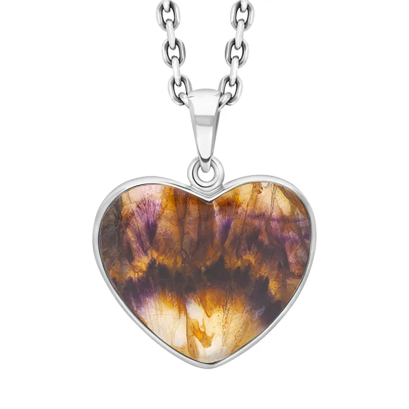 Sterling Silver Blue John Heart Necklace D sold by C.W. Sellors