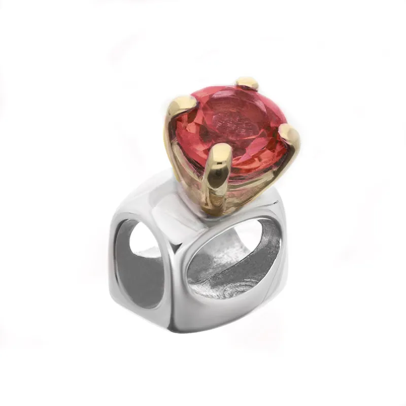 9ct Yellow Gold Sterling Silver Garnet Stepping Stones 5mm Round Claw Set Charm sold by C.W. Sellors