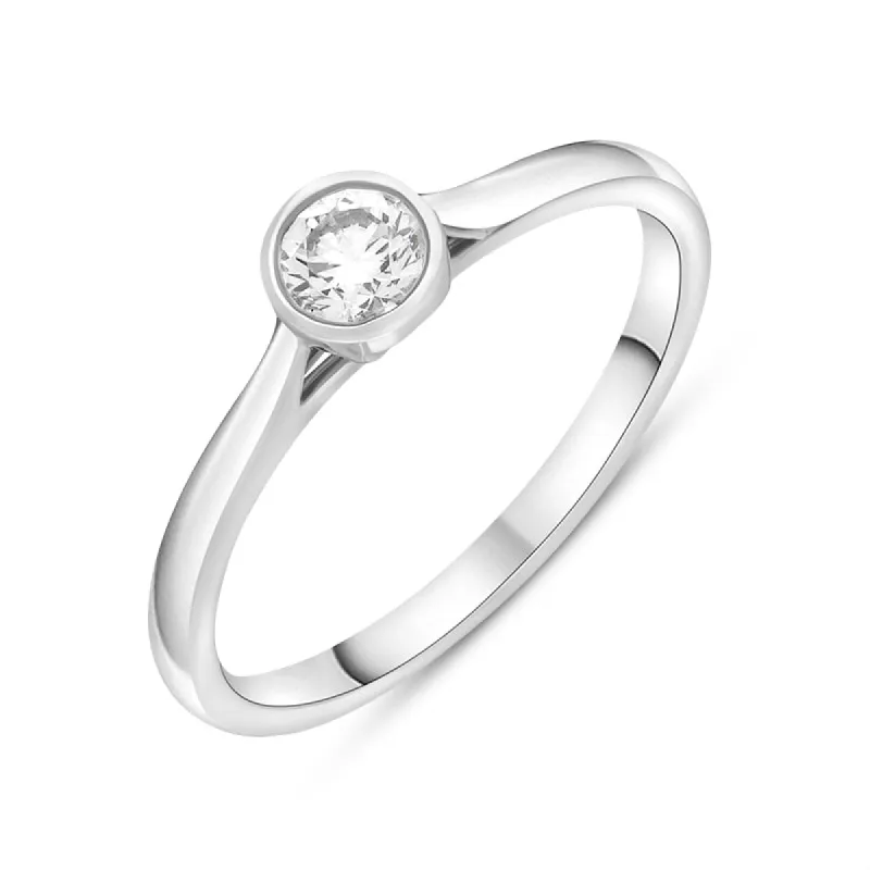 Platinum 0.27ct Diamond Wed Fit Solitaire Ring sold by C.W. Sellors