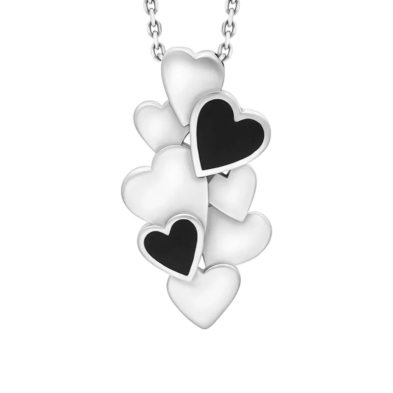 Sterling Silver Whitby Jet Hearts Drop Necklace D sold by C.W. Sellors