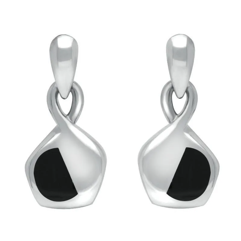 Sterling Silver Whitby Jet Freeform Pentagon Drop Earrings D sold by C.W. Sellors