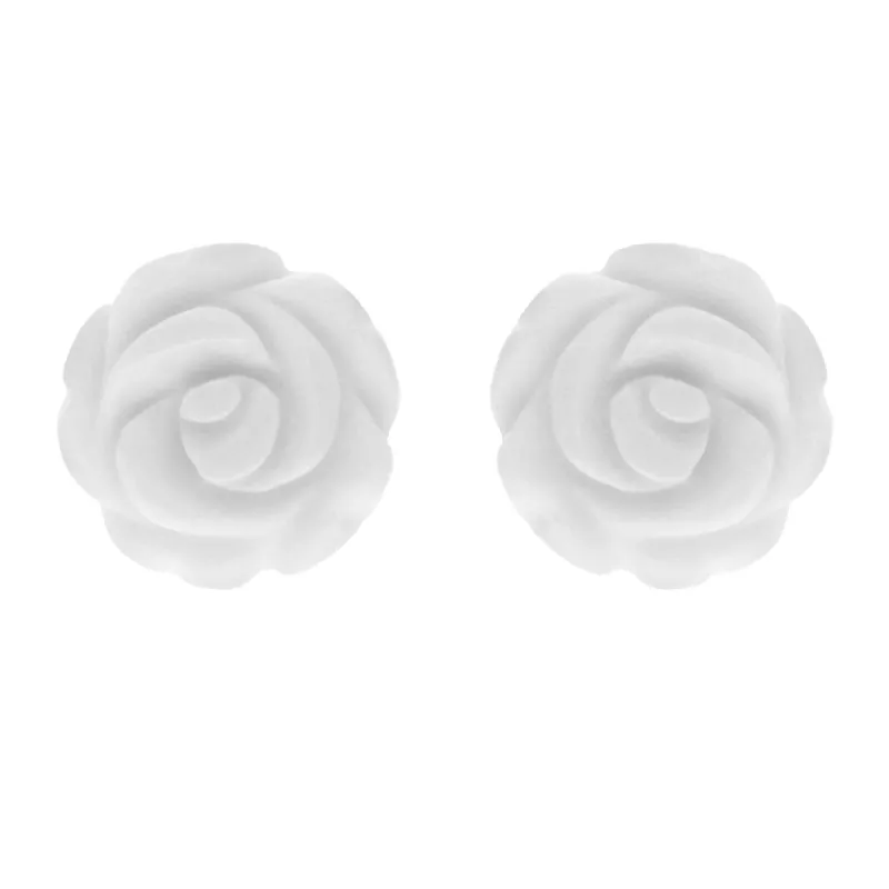 Sterling Silver Agate Tuberose 8mm White Desert Rose Stud Earrings sold by C.W. Sellors