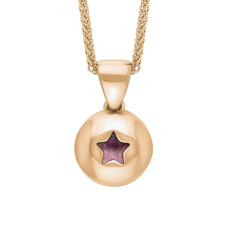 18ct Rose Gold Blue John Star Disc Necklace sold by C.W. Sellors