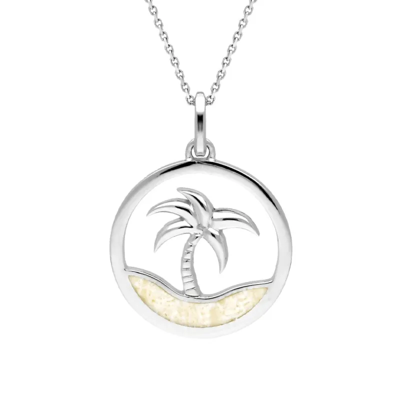 Sterling Silver Coquina Palm Tree Disc Necklace sold by C.W. Sellors